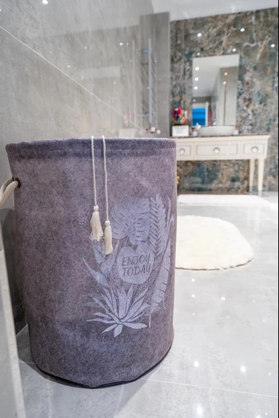 Torbalı Ve Kulplu Püskül Detaylı Düzenleyici Çok Amaçlı Organizer Keçe Sepet -03631 - 6