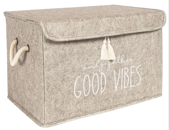 Kapaklı Püskül Detaylı Düzenleyici Çok Amaçlı Organizer Keçe Sepet (mini) - 03495 - 6