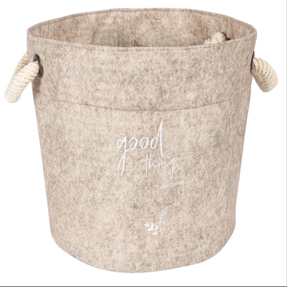 Kulplu Yuvarlak Düzenleyici Çok Amaçlı Kolay Taşınabilen Organizer Keçe Sepet (mini) 03662 - 5