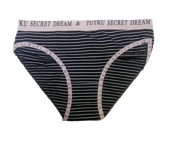 6 Adet Tutku Bayan Bikini Külot Siyah Mavi Kırmızı B001 - 4