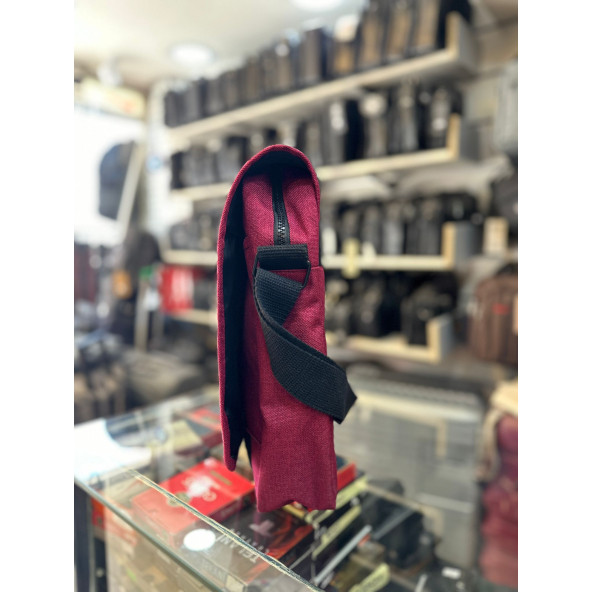 BAGSLAB Kırmızı  Keten Kumaş El Ve Omuz Çantası - 4