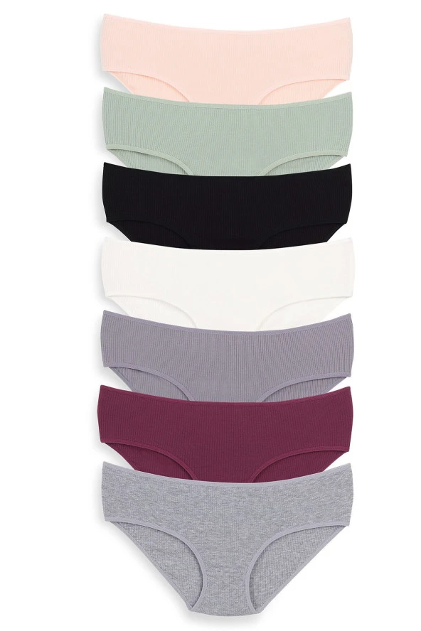 Kadın Karışık Renk 7'li Fitilli Bikini Külot - Resim 2