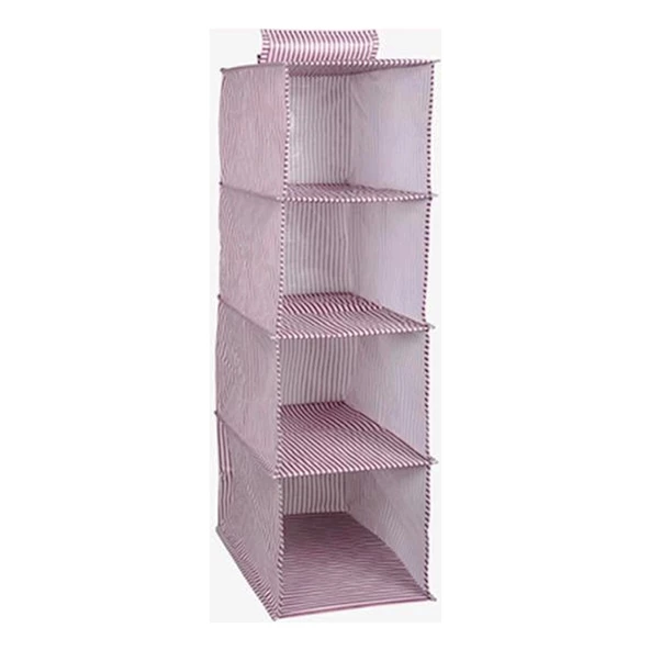 Dolap İçi Düzenleyici Katlanabilir Çok Amaçlı 4 Bölmeli Çizgili Bez Organizer (siyah) - 5