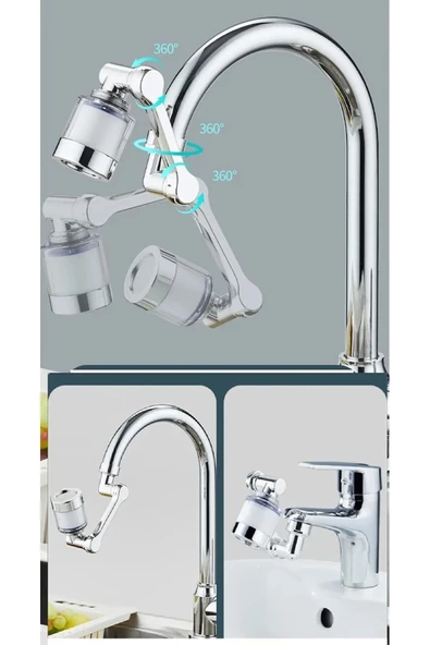 1080 ° Derece Dönebilen Filtreli Lavabo Musluk Başlığı - 3