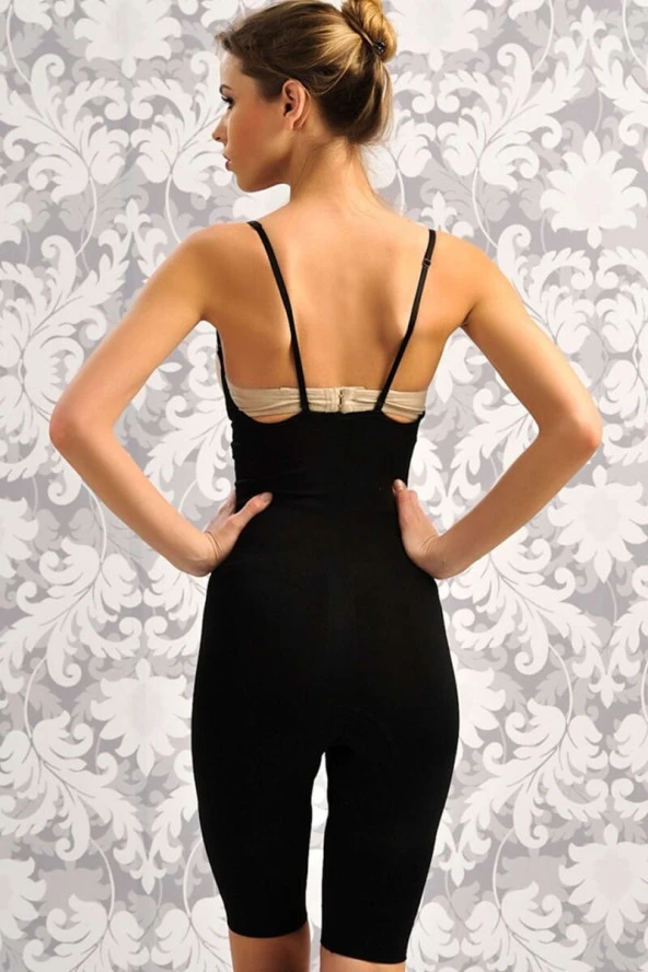 Kadın Beyaz Toparlayıcı Vücut İnceltici Dikişsiz Uzun Paça Altı Açık Badi Korse - 7