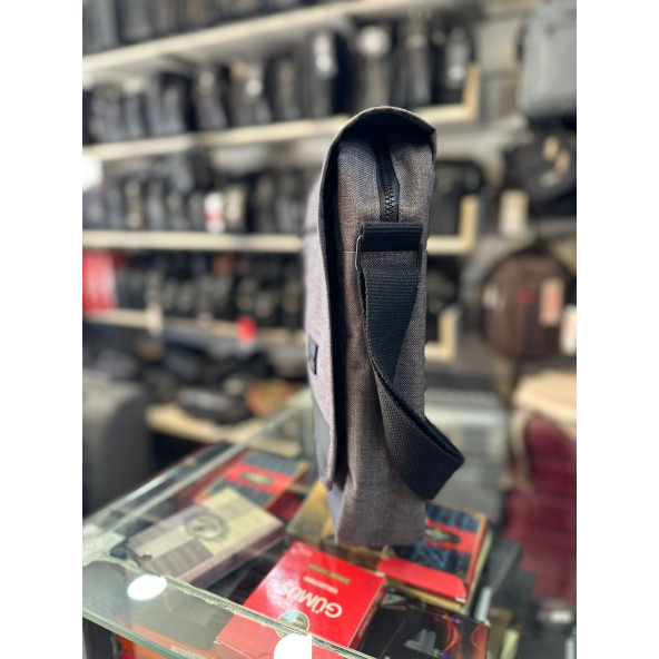 BAGSLAB Gri  Keten Kumaş El Ve Omuz Çantası - Resim 2