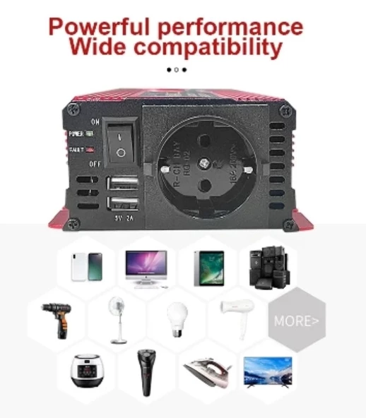 Epilons 12v 2000w Modifiye Sınus İnverter 220v Dijital Göstergeli- Taşınabilir Güç Kaynağı - 4