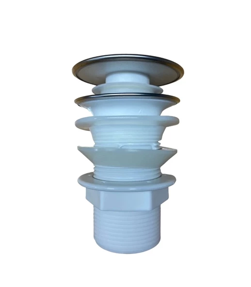 Pop Up Krom Kaplama Bas Aç Lavabo Sifonu Gideri Ekstra Contalı - 3