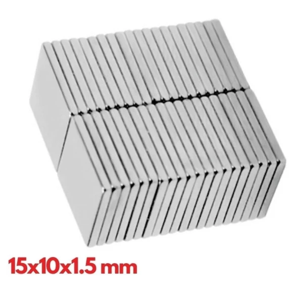 N35 15x10x1.5 Mm Neodyum Mıknatıs 100 Adet, Köşeli, Nikel Kaplamalı Kaliteli Ve Dayanıklı Ürün