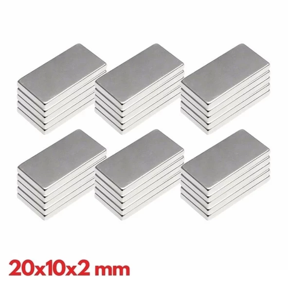 N35 20x10x2 Mm Neodyum Mıknatıs 250 Adet, Köşeli, Nikel Kaplamalı Kaliteli Ve Dayanıklı Ürün