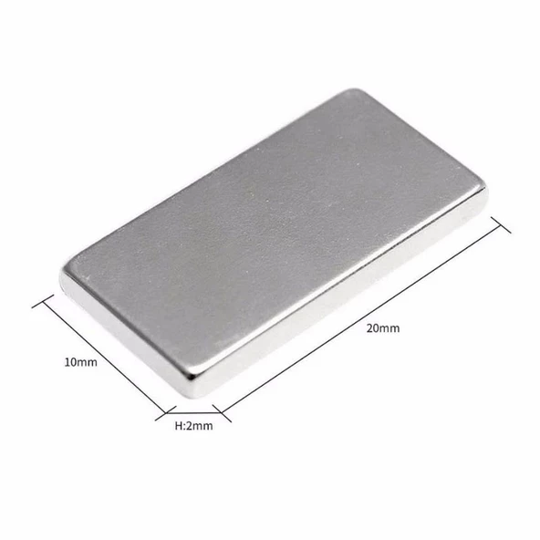 N35 20x10x2 Mm Neodyum Mıknatıs 100 Adet, Köşeli, Nikel Kaplamalı Kaliteli Ve Dayanıklı Ürün - 2