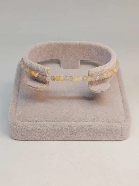 Güneş Taşı Küp Şekilli 3mm Bileklik (45318) - Resim 2