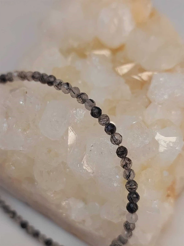 Rutil Kuvars Taşı 2mm Bileklik (45458) - Resim 4