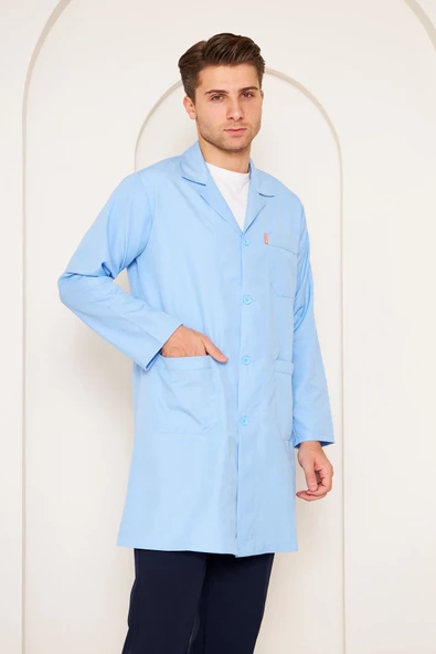 Öğretmen Önlüğü Alpaka Bay Açık Mavi - Resim 4