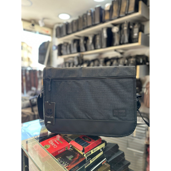 BAGSLAB Siyah Keten Kumaş El Ve Omuz Çantası-1042 - 5