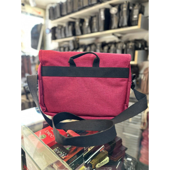 BAGSLAB Kırmızı Keten Kumaş El Ve Omuz Çantası-1042 - 4