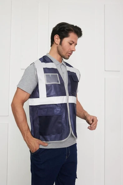 Orange Safety Mühendis Tipi İkaz Yeleği Lacivert - 7