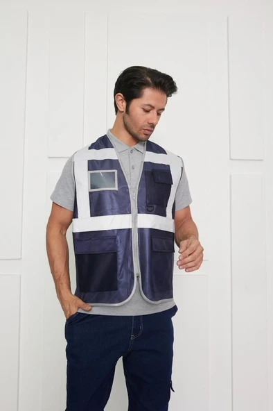 Orange Safety Mühendis Tipi İkaz Yeleği Lacivert - 3
