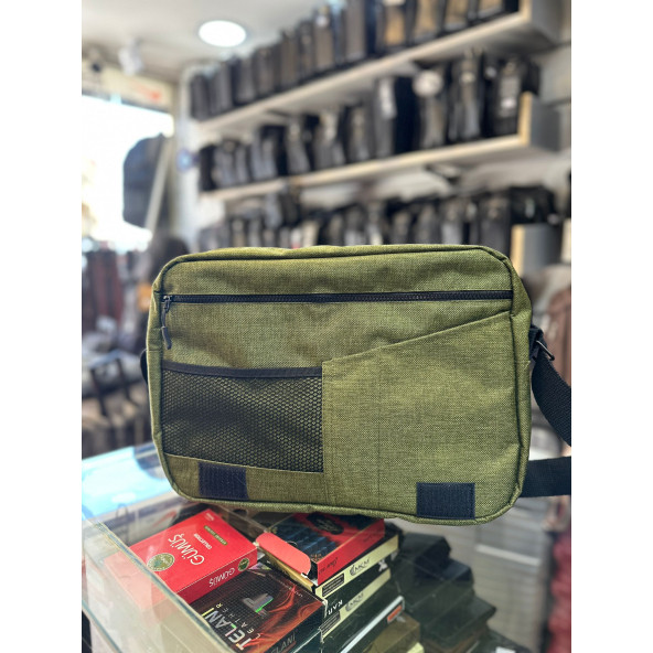 BAGSLAB Haki Keten Kumaş El Ve Omuz Çantası-1042 - 2
