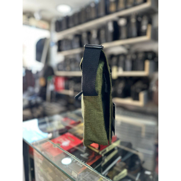 BAGSLAB Haki Keten Kumaş El Ve Omuz Çantası-1042 - 3