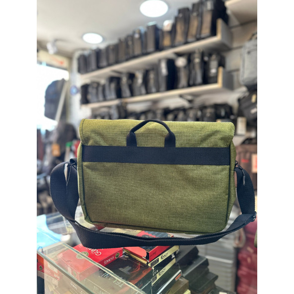 BAGSLAB Haki Keten Kumaş El Ve Omuz Çantası-1042 - 4