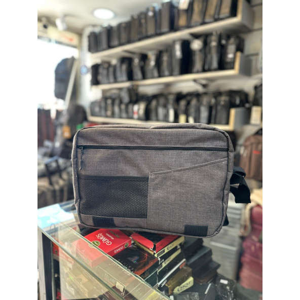 BAGSLAB Gri Keten Kumaş El Ve Omuz Çantası-1042 - 2