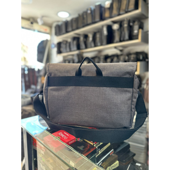 BAGSLAB Gri Keten Kumaş El Ve Omuz Çantası-1042 - 4