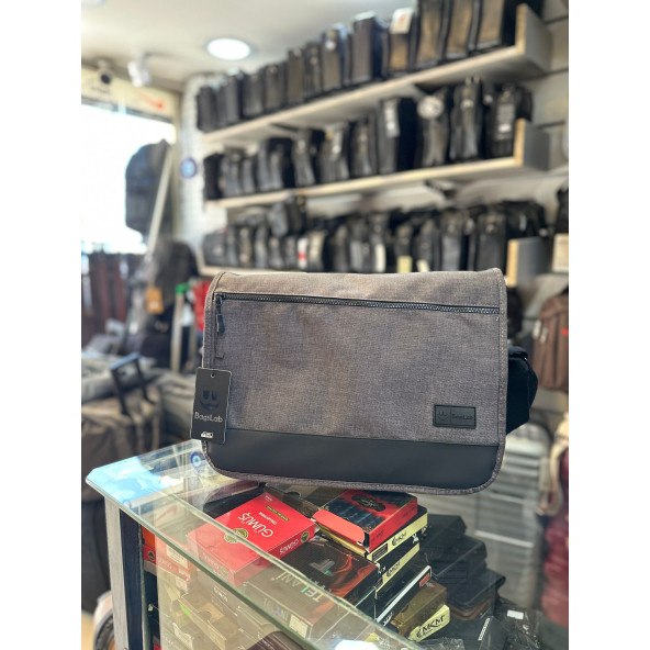 BAGSLAB Gri Keten Kumaş El Ve Omuz Çantası-1042 - 5