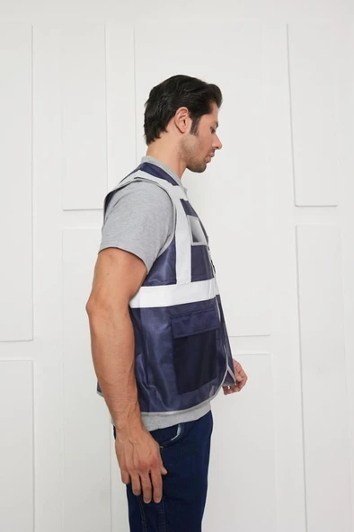 Orange Safety Mühendis Tipi İkaz Yeleği Lacivert - 5