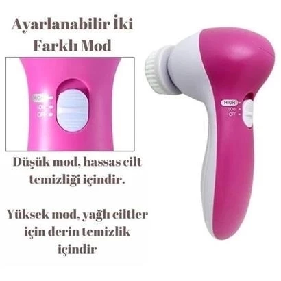 Pilli Yüz Cilt Temizleme Cihazı Siyah Nokta Peeling Fırça Seti Vücut Yüz Bakımı Masaj Aleti - 5