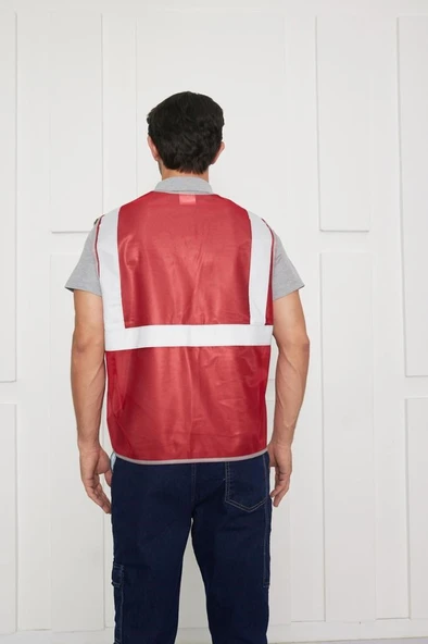 Orange Safety Mühendis Tipi İkaz Yeleği Kırmızı - Resim 8