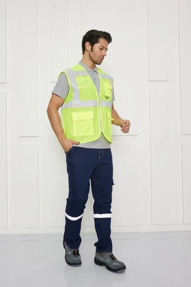 Orange Safety Mühendis Tipi Fileli İkaz Yeleği - Resim 2