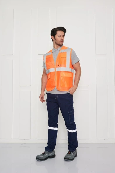 Orange Safety İkaz Yeleği Mühendis Tipi Reflektörlü - Resim 2