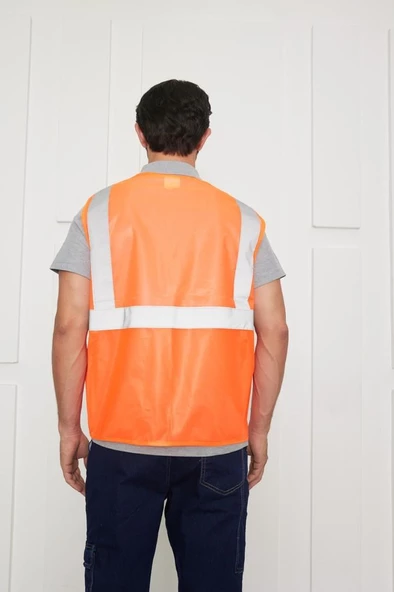 Orange Safety İkaz Yeleği Mühendis Tipi Reflektörlü - Resim 11