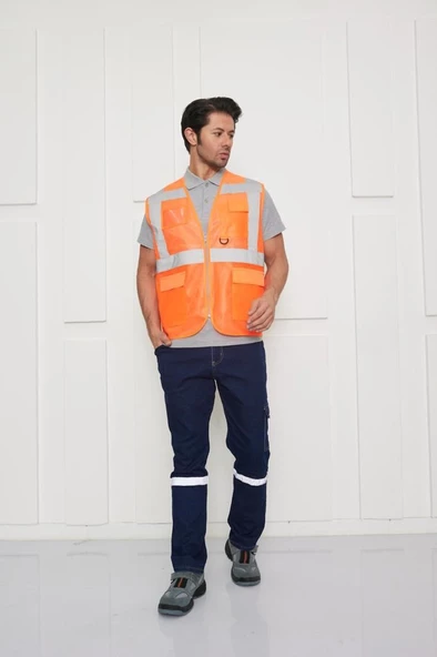 Orange Safety İkaz Yeleği Mühendis Tipi Reflektörlü ürün görseli