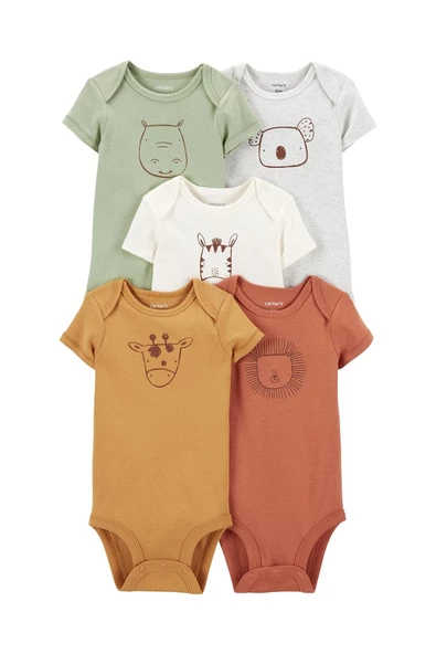 Carter's Layette Bebek 5'Li Kısa Kol Body 1P559610 Karışık Renkli