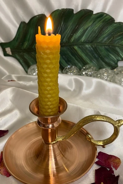 Bakır Şinanay Mumluk Kandil Bakır Renk - Resim 4