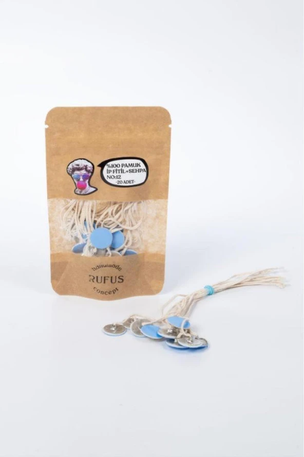 Pamuk İp Fitil No:12 + Yapışkanlı Sehpa - 20 Adet ( 15cm boy ) - Resim 2