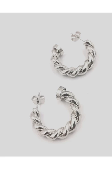 Gümüş Renk Figürlü Çelik  Küpe ürün görseli 1