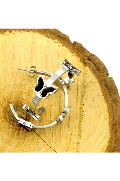 Gümüş Renk Figürlü Çelik  Küpe ürün görseli 1