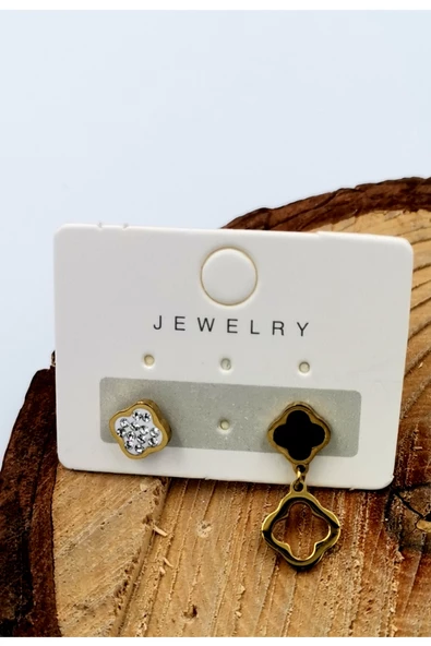 Zirkon Taşlı Lüks Çelik Küpe ürün görseli 1