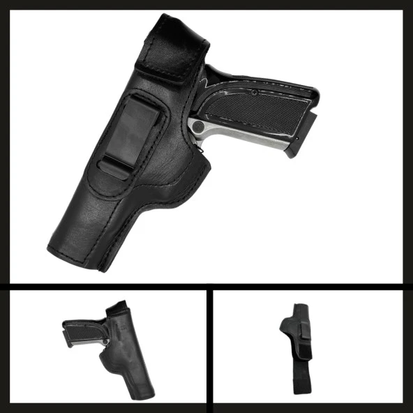 Uyguna-Yakala Sarsılmaz Mega Cırtlı Maşalı Napa Deri Tabanca Kılıfı-VAK.473 ürün görseli