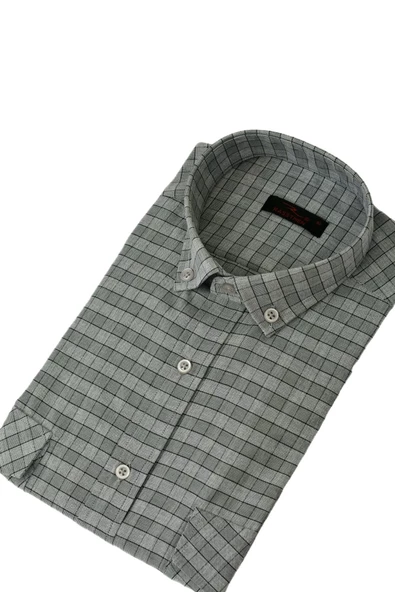 Erkek Klasik Çift Cep Kapaklı Uzun Kol Gömlek BGL-ST03559 - Resim 8