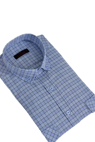 Erkek Klasik Çift Cep Kapaklı Uzun Kol Gömlek BGL-ST03559 - Resim 10