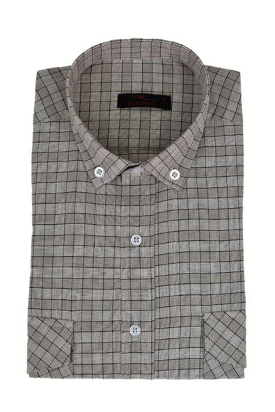 Erkek Klasik Çift Cep Kapaklı Uzun Kol Gömlek BGL-ST03559 - Resim 3