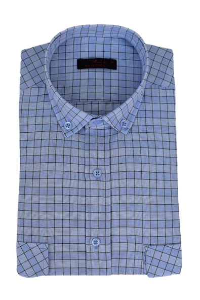 Erkek Klasik Çift Cep Kapaklı Uzun Kol Gömlek BGL-ST03559 - Resim 4