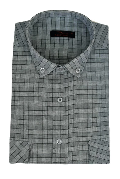 Erkek Klasik Çift Cep Kapaklı Uzun Kol Gömlek BGL-ST03559 - Resim 5