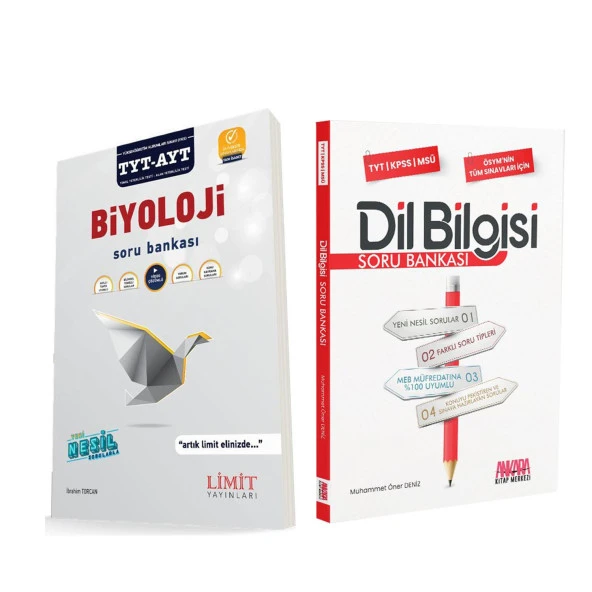 Limit TYT AYT Biyoloji ve AKM Dil Bilgisi Soru Bankası Seti 2 Kitap