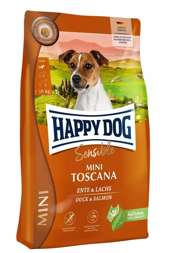Happy Dog Sensible Mini Toscana Ördekli ve Somonlu Köpek Maması 4 Kg