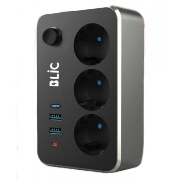 Blic Termal Akım Korumalı 3'lü Priz ve USB Şarj İstasyonu - 2